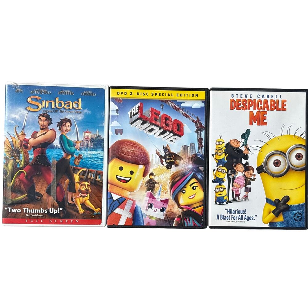Kids DVD bundle family movie lot the Lego movie Sinbad Despicable Me children’s